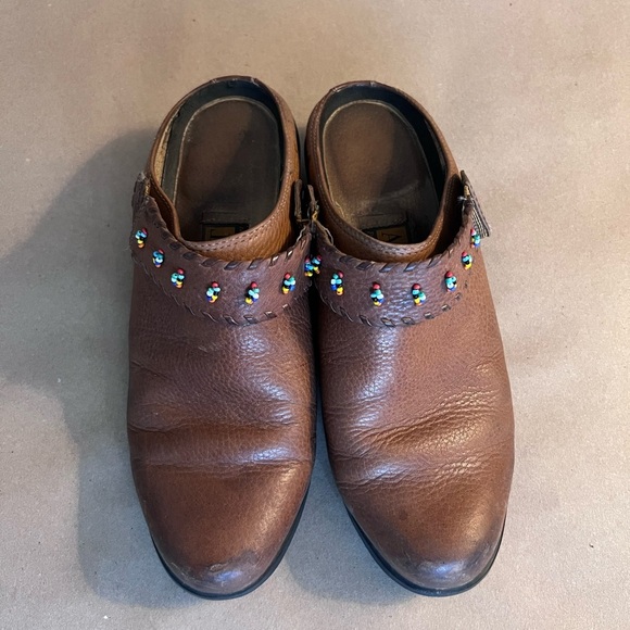 Ariat Shoes - Ariat Brown Leather Slip On Beaded Strap Low heel Clogs Women’s US 7.5 B